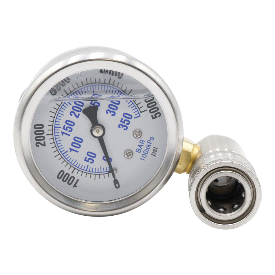 MANOMÈTRE DE TEST DE PRESSION 5000 PSI AVEC QCS SS 3/8"