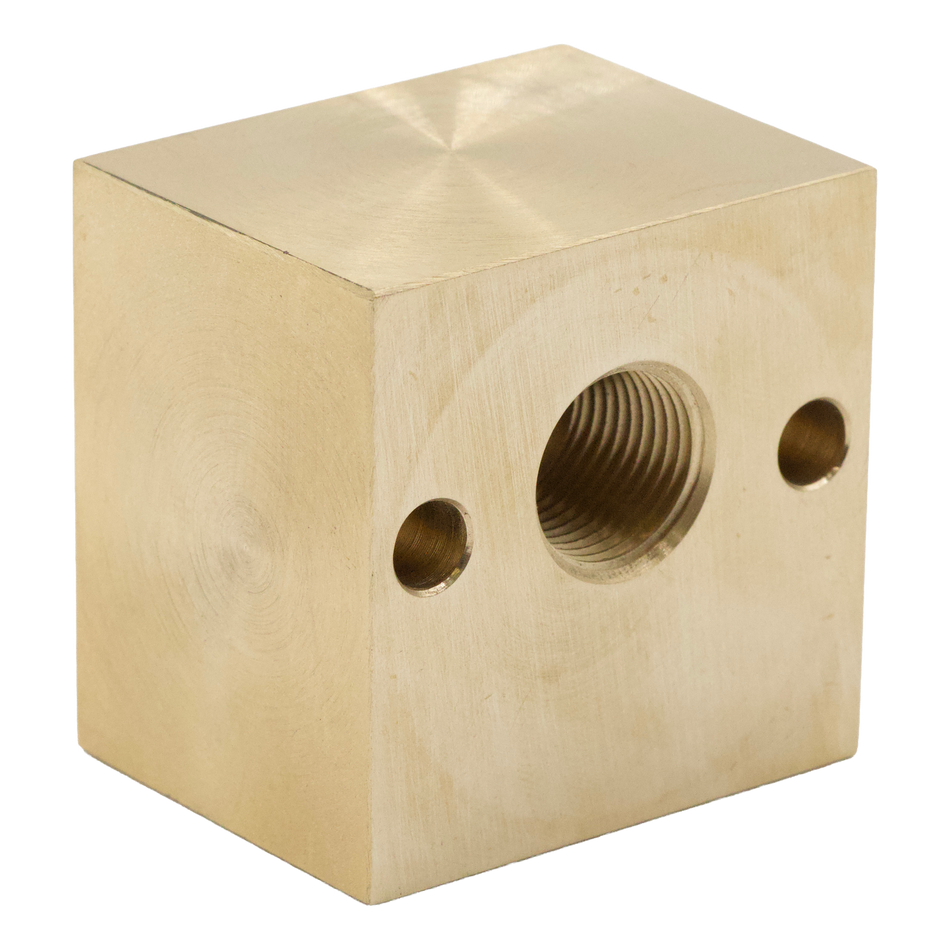 (20)UNLOADER BLOCK BRASS 3/8 FPT X 3/8 FPT