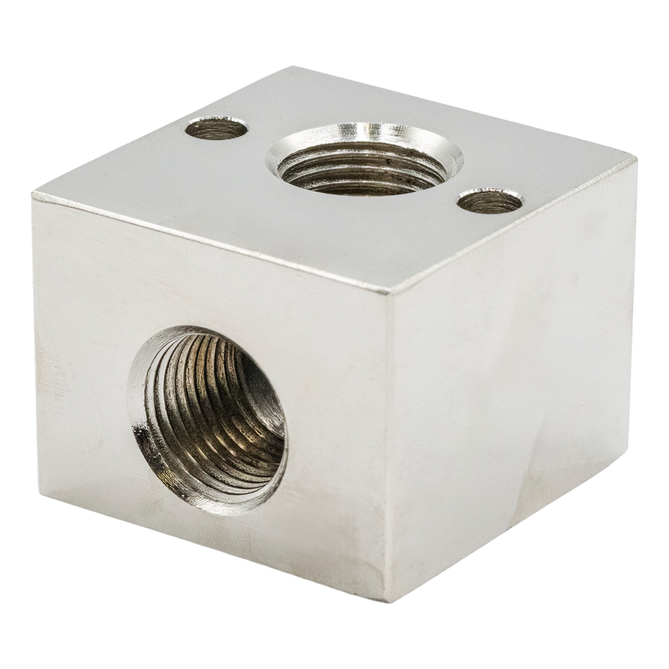 UNLOADER BLOCK 1/2 FPT X 1/2 FPT NICKEL PLATED