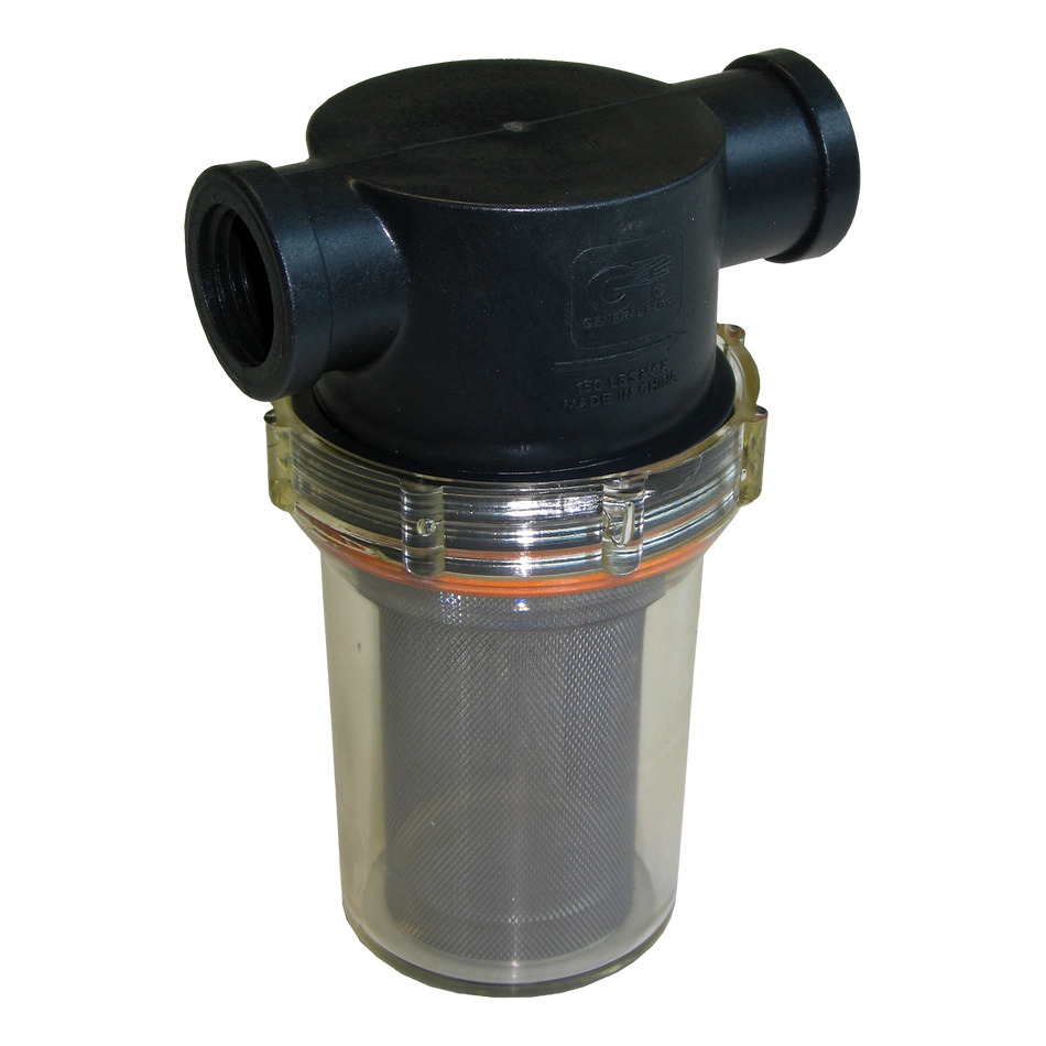 (25)GP CLEAR BOWL WATER FILTER 1" I/O 50 MESH S.S.