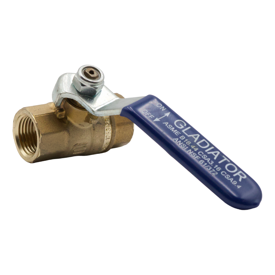 1" 600 PSI Gladiator Ball Valve FxF NPT Blue Steel Lever