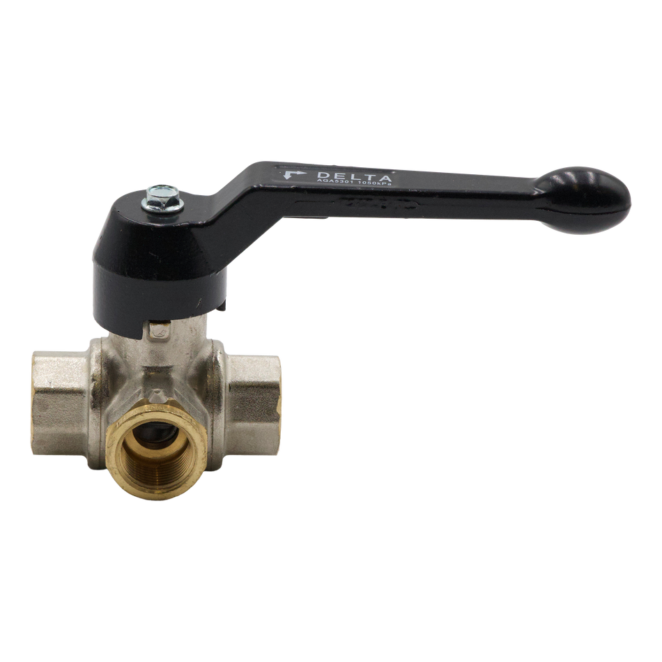 3/8" 600 PSI Delta Plated Brass Ball Valve with Lever