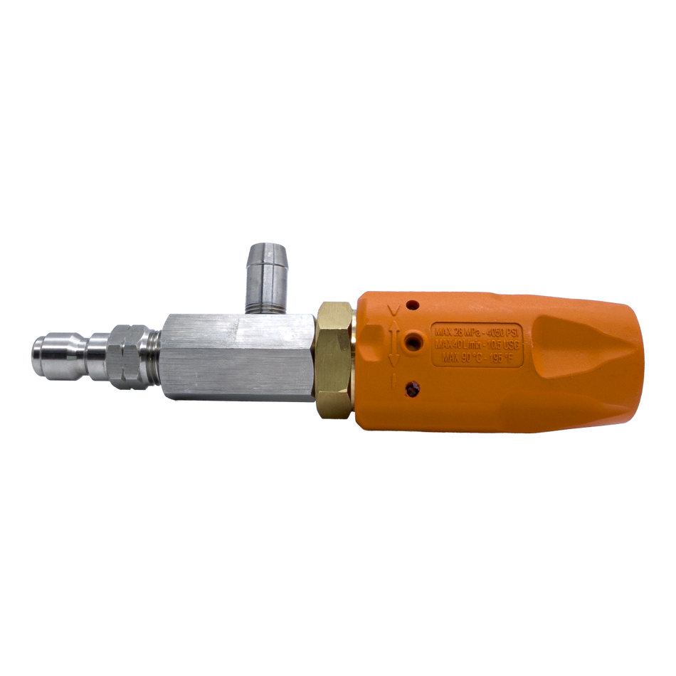 Centurion VSN Nozzle Package 5.0-6.5 GPM W-Hose, Adjustable, 4000 PSI, 1/4" SS Plug Inlet, Includes Chem Line, Valve, & Filter